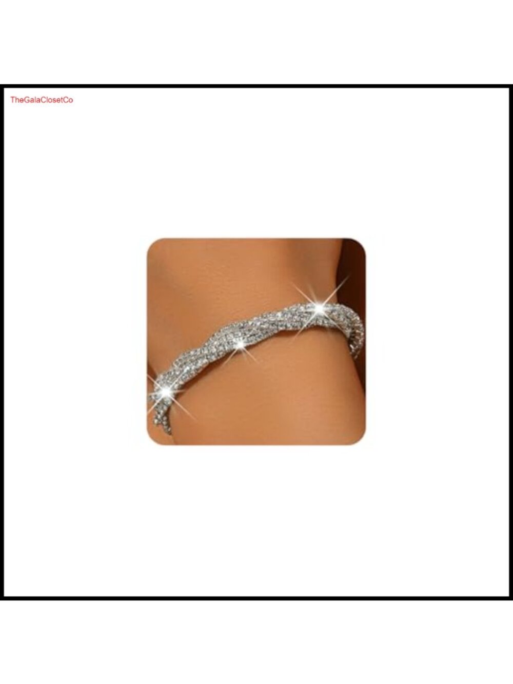 Rhinestone Stretch Bracelet Cubic Zirconia Twisted Silver Finish Women's